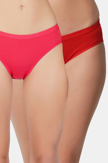 Buy Bleeding Heart Medium Rise Full Coverage Bikini Panty (Pack of 2) - Multicolor